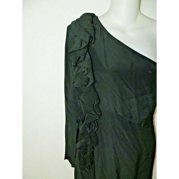 Robert‎ Rodriguez Dress Size 0 Black Silk One Sleeve Ruffle Detail Size 0 - Picture 3 of 10